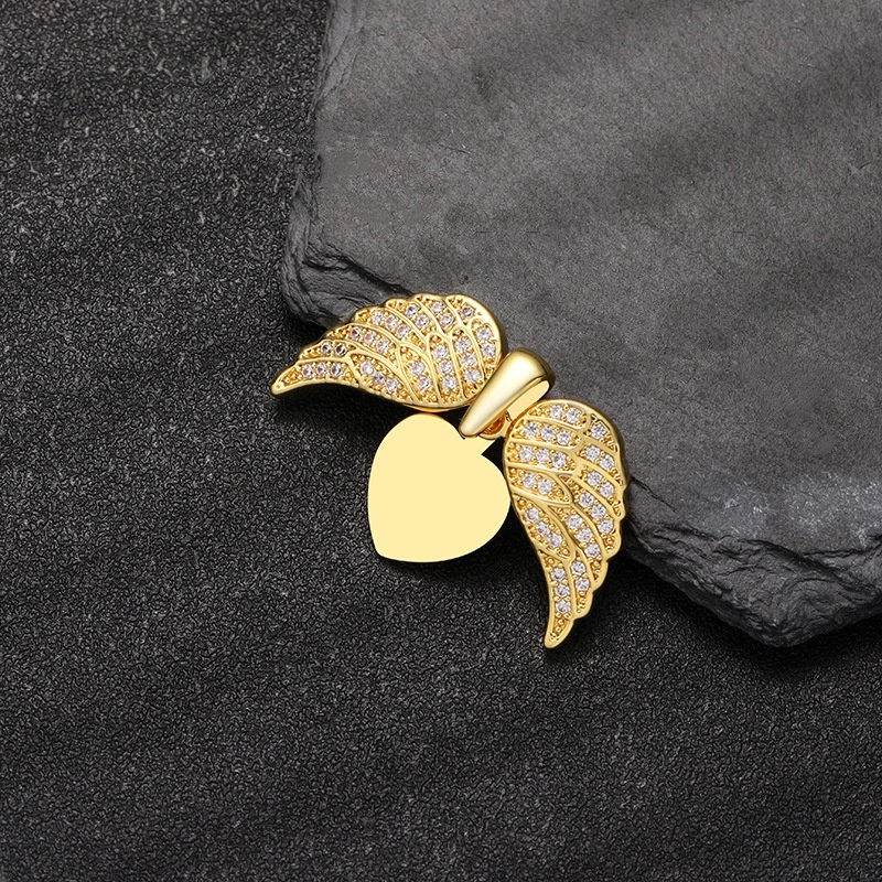 Stainless Steel Heart-shaped Wing Open-and-close Pendant