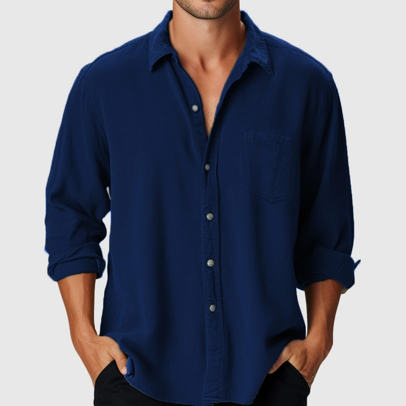 Pure Color Men's Beach Holiday Fashion Shirt