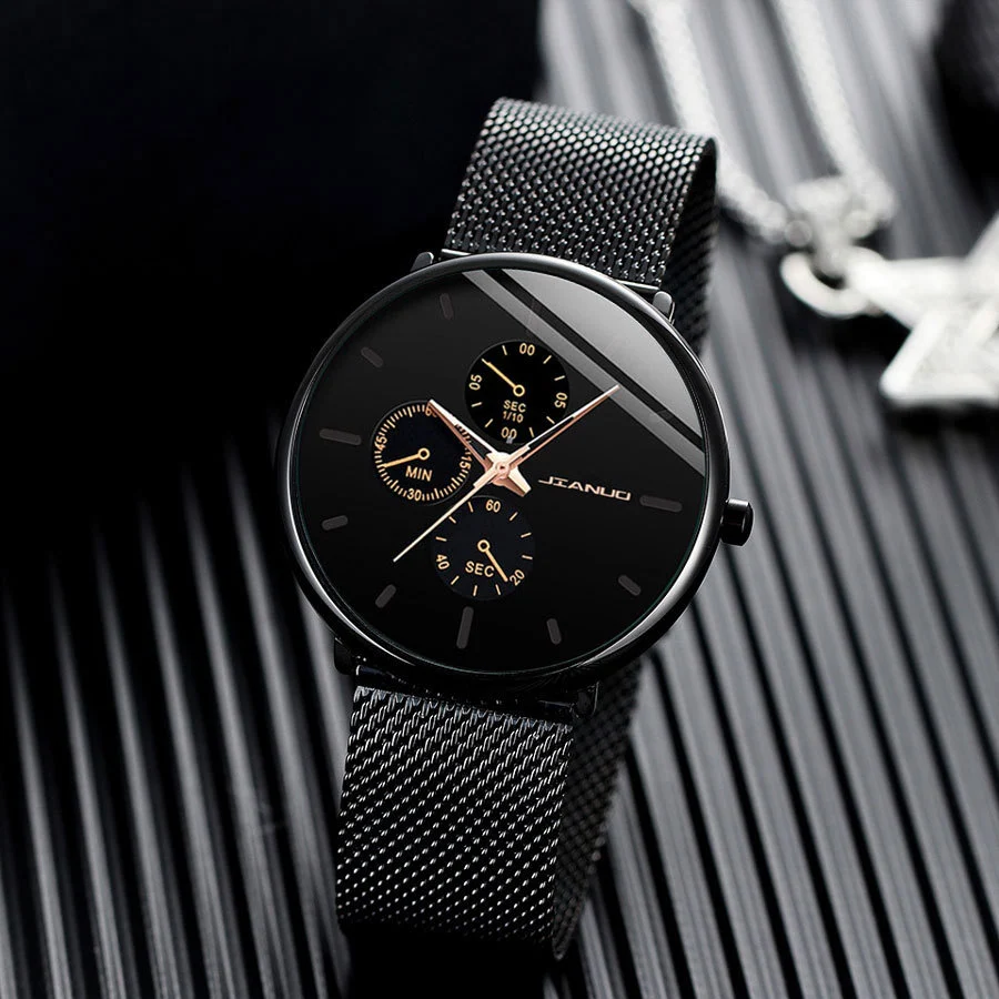 Men's Mesh-band Quartz Casual Business Luminous Watch