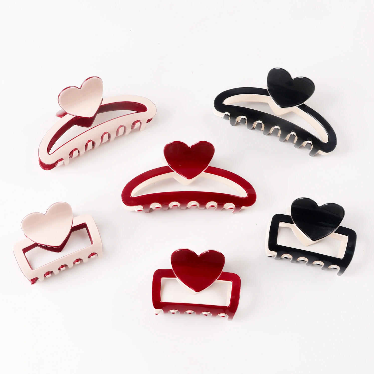 Valentine's Day Heart Shaped Color Block Fresh Sweet Updo Shark Clip