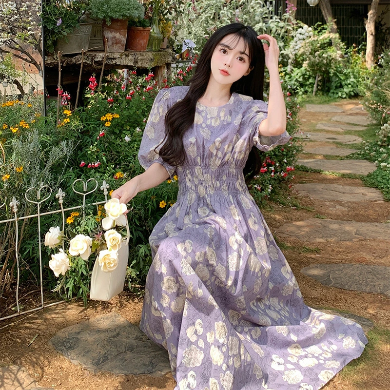 Women's Vintage French Floral Dress