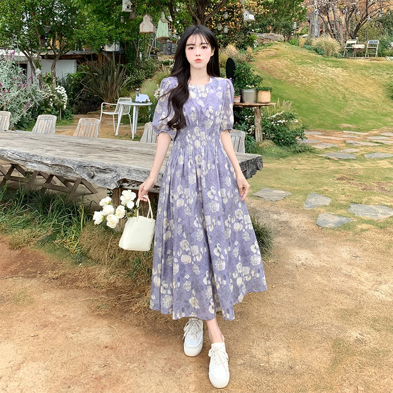 Women's Vintage French Floral Dress