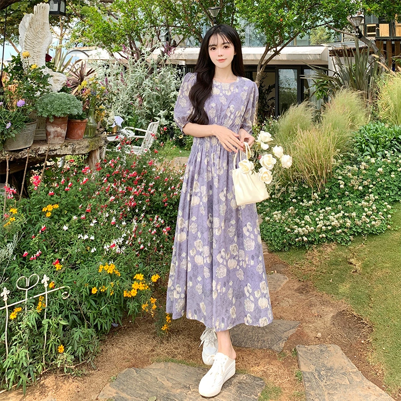 Women's Vintage French Floral Dress