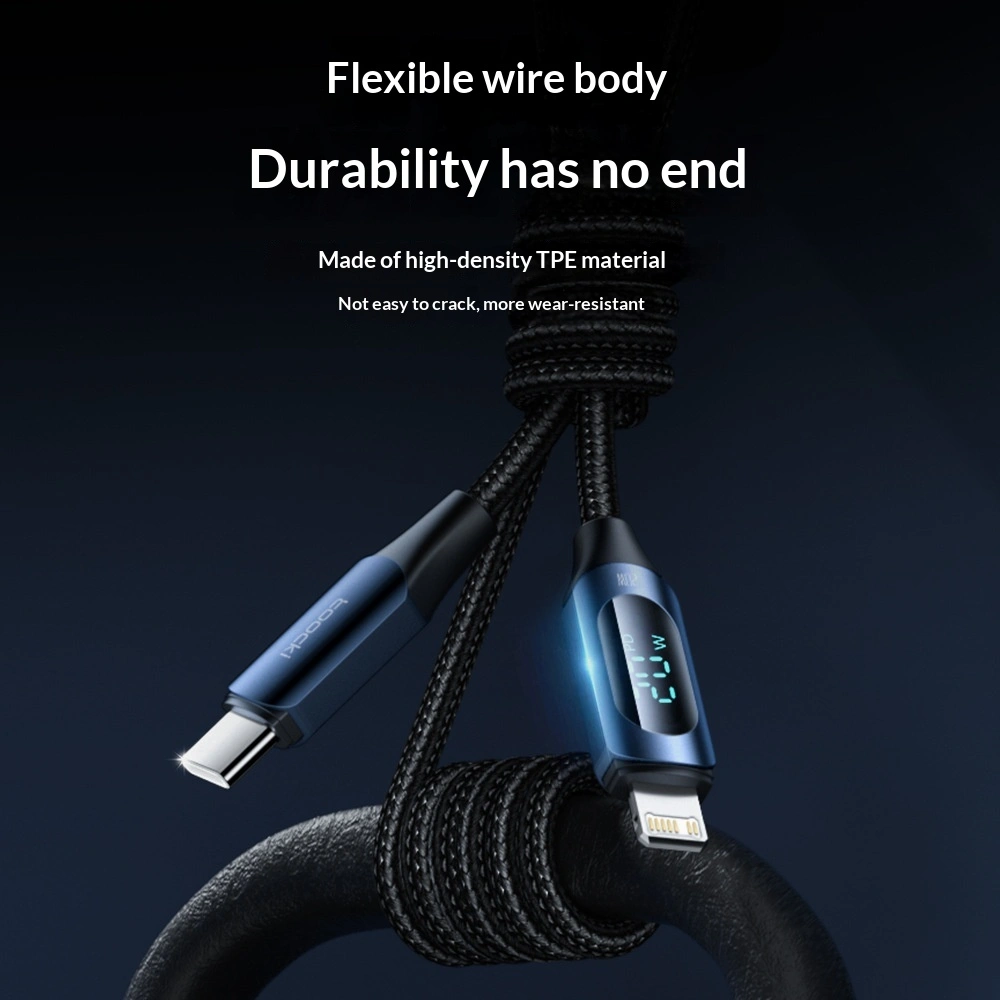 Fast Charging Nylon Braided Cable With Digital Display