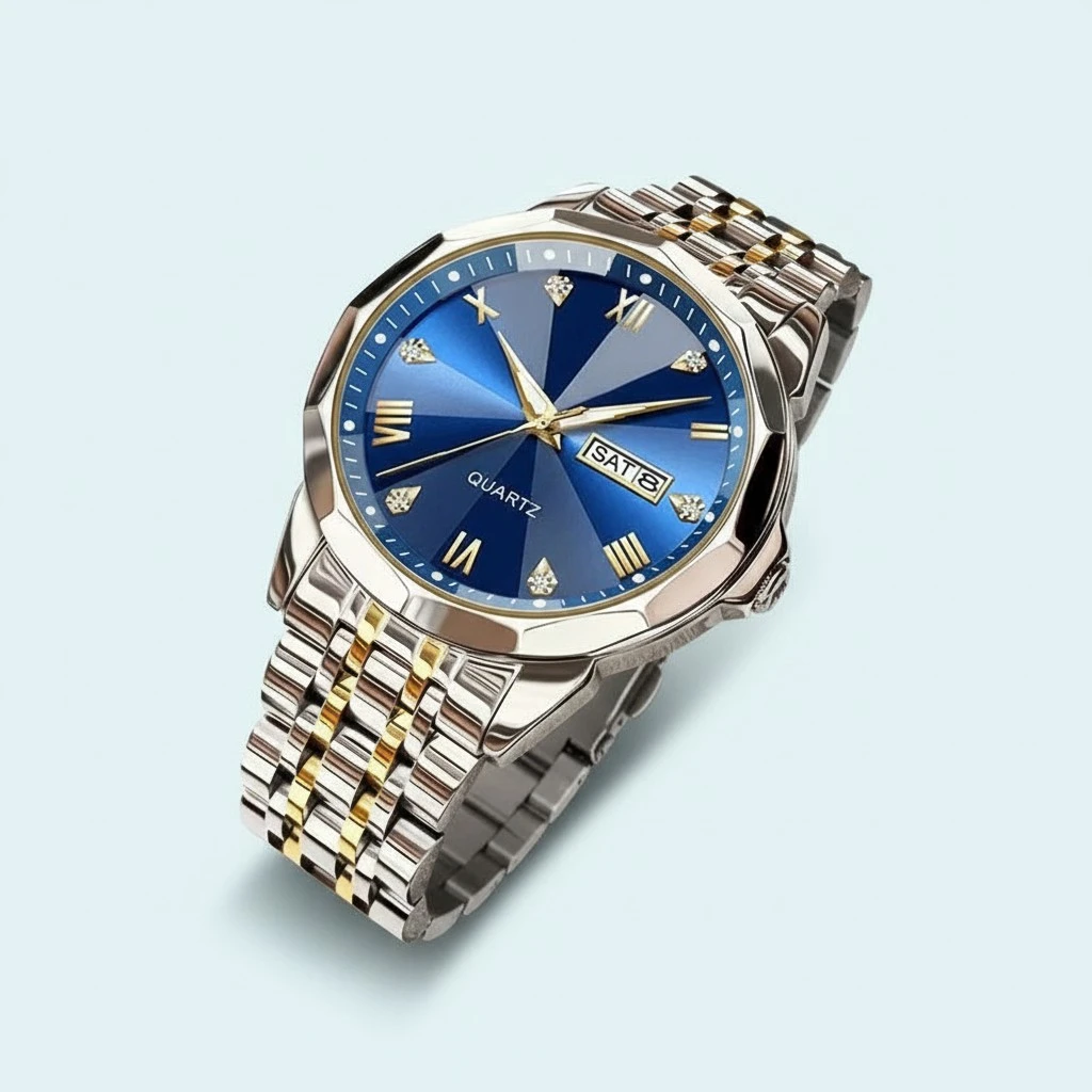 Business Men's Watch Double Calendar High-grade Quartz
