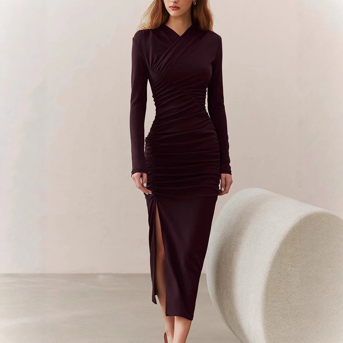 Women's Waist-cinching Fitted Long Dress