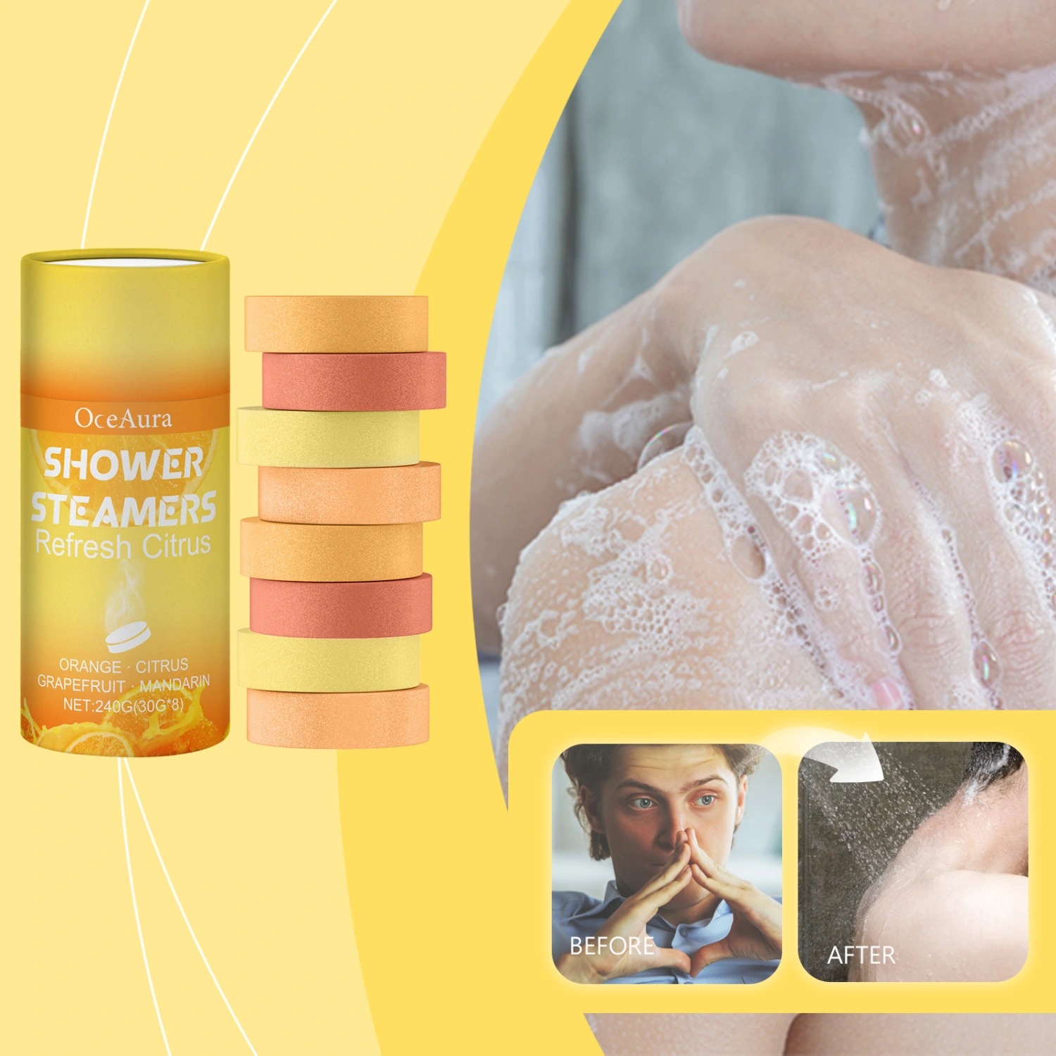 Citrus Mild Nourishing Moisturizing Aromatherapy Shower Tablets