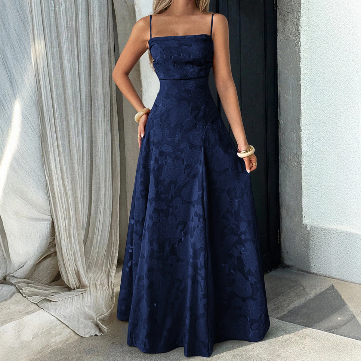 Elegant Vacation Strapless Maxi Dress Floral-print Dress