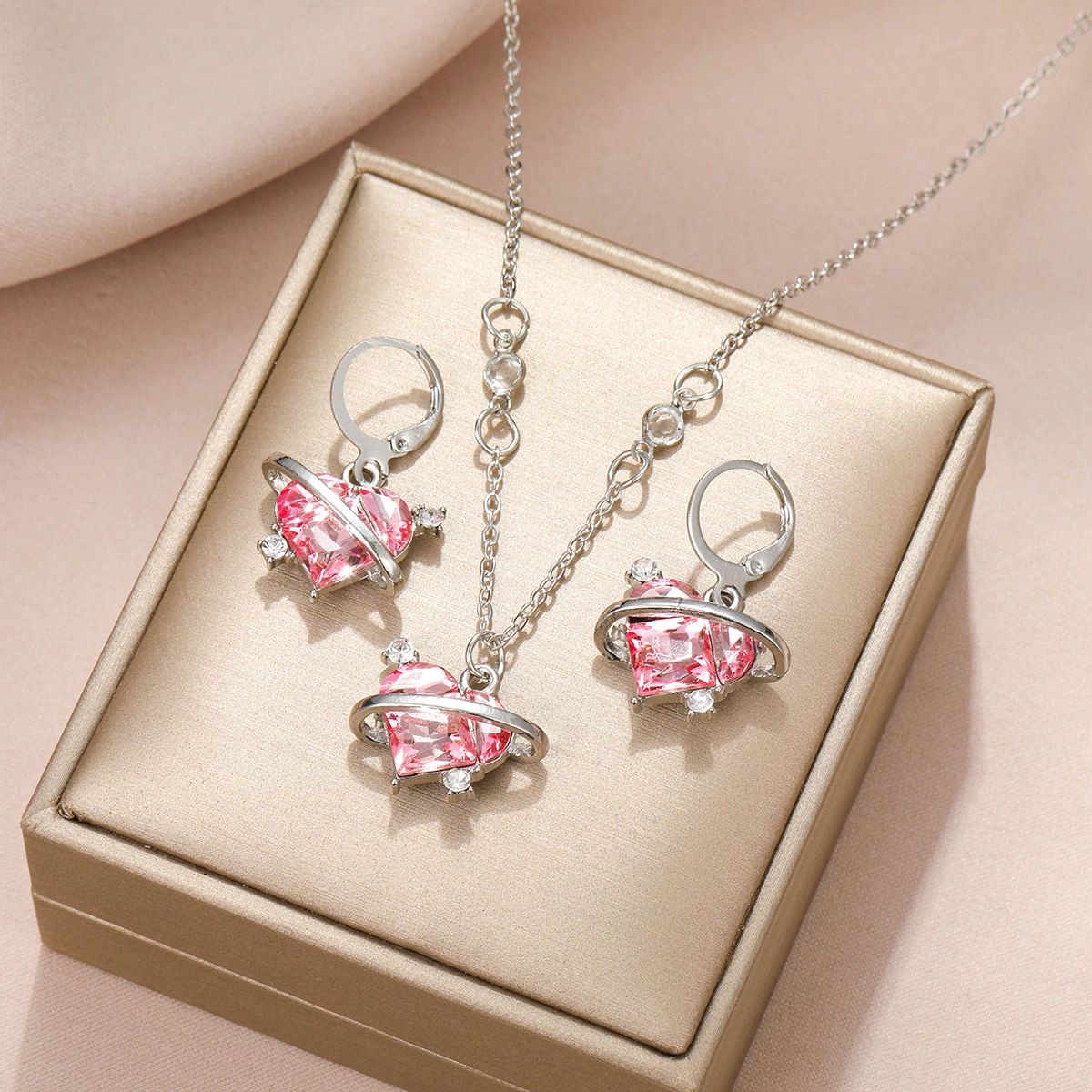 Pendant Necklace Earrings Jewelry Suit