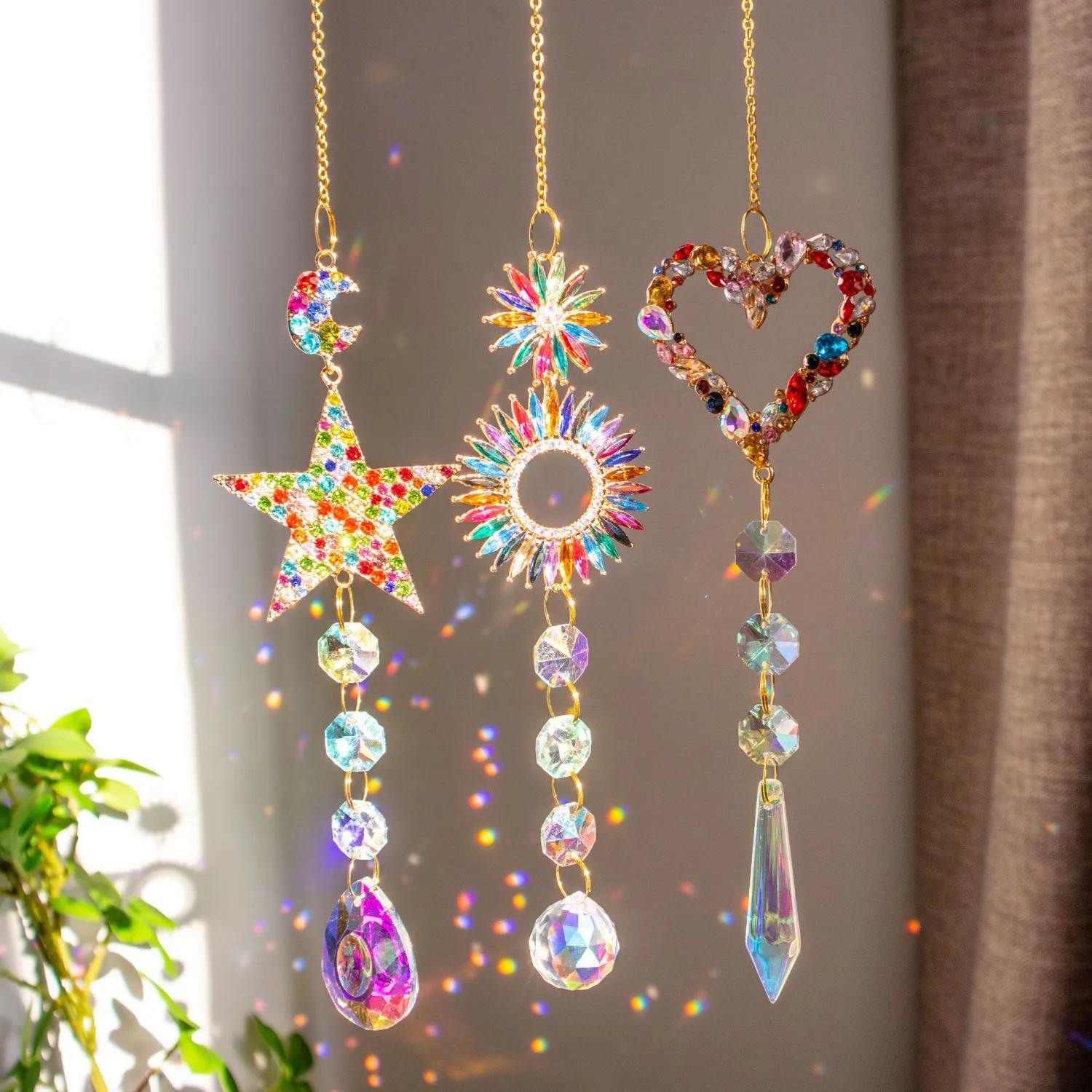 Colorful Crystals Love Star Sun Catcher Rainbow Home Decoration