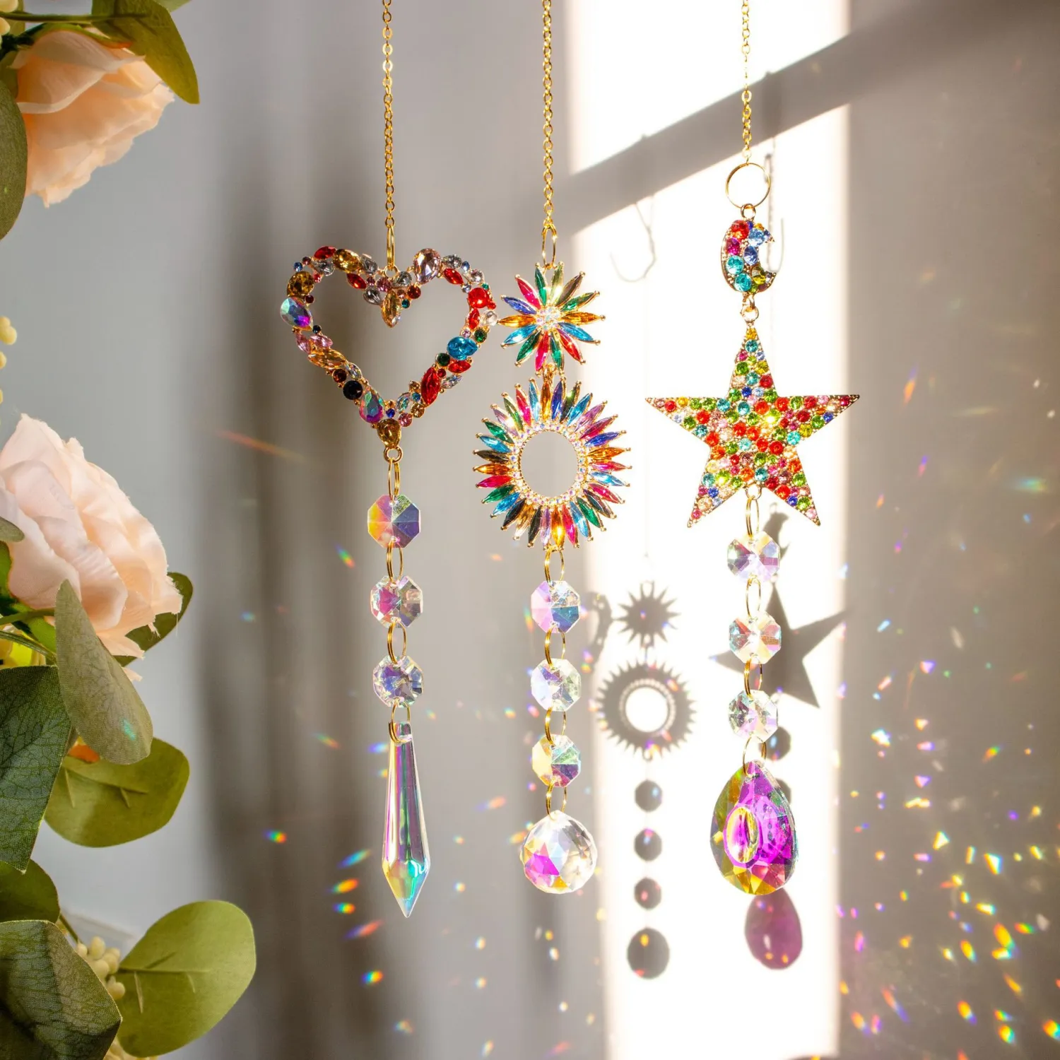 Colorful Crystals Love Star Sun Catcher Rainbow Home Decoration