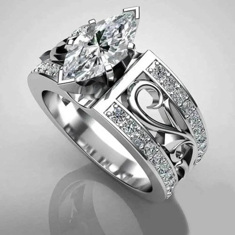 Hollow Flower Diamond Fancy Shape Diamonds Horse Eye Ring