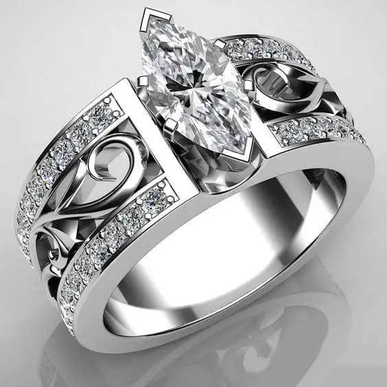 Hollow Flower Diamond Fancy Shape Diamonds Horse Eye Ring