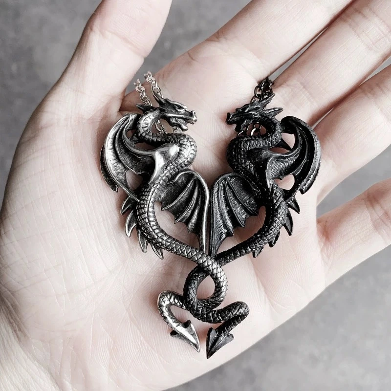 Retro Shuangsheng Longba Couple Pendant