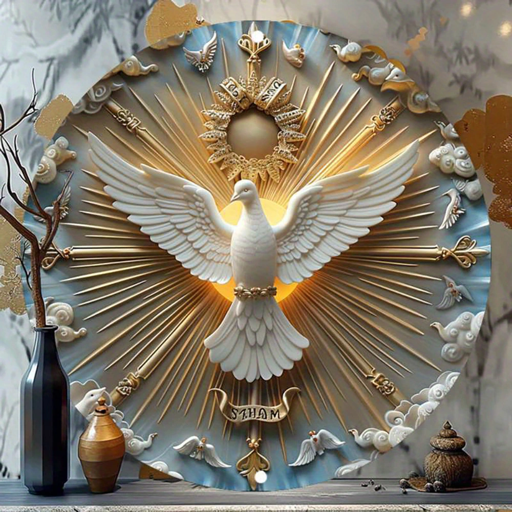 American Retro Wooden Round Dove Emblem Signboard