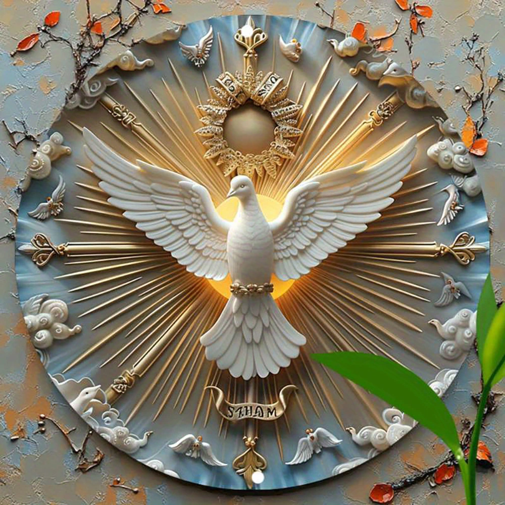 American Retro Wooden Round Dove Emblem Signboard