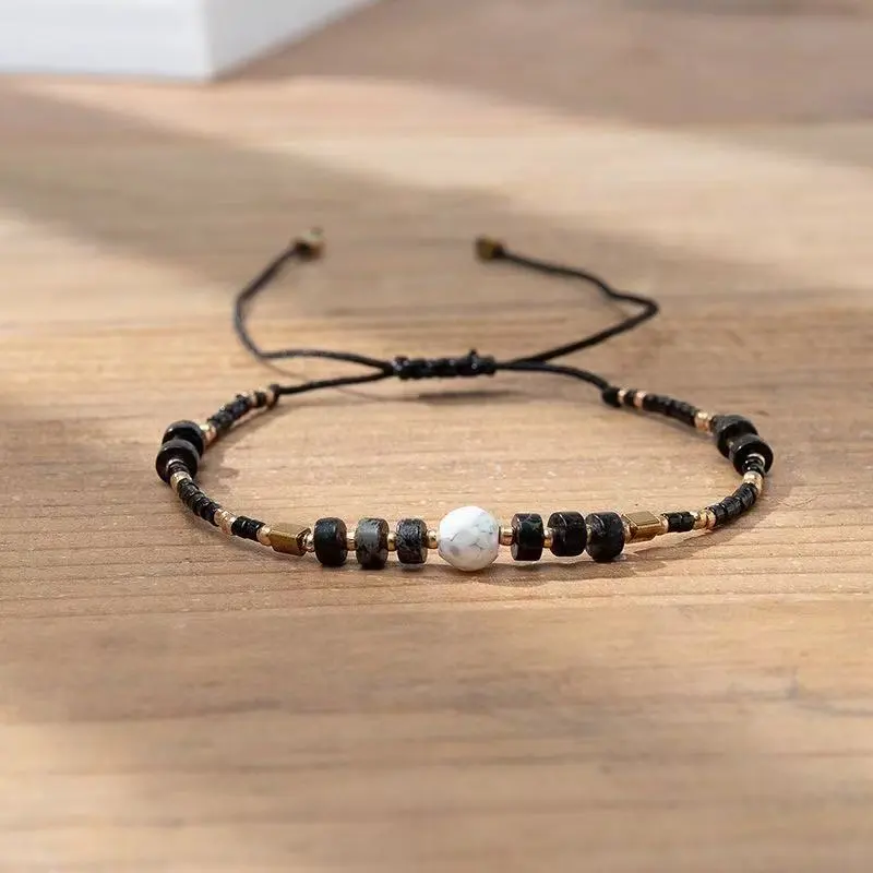 Bohemian Vacation Style Lucky Stone Beaded Bracelet