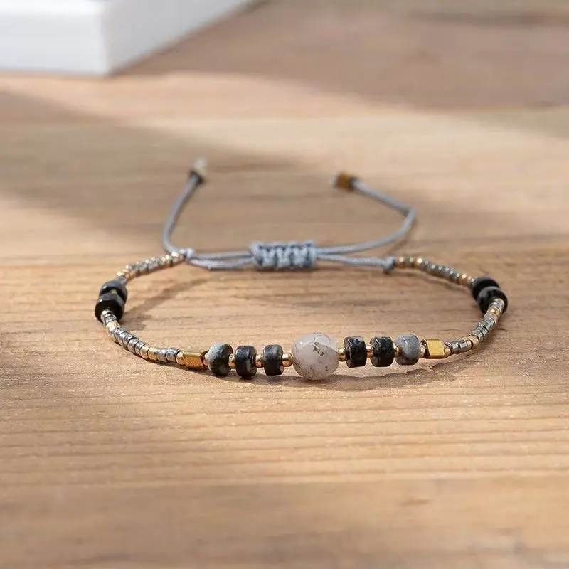 Bohemian Vacation Style Lucky Stone Beaded Bracelet