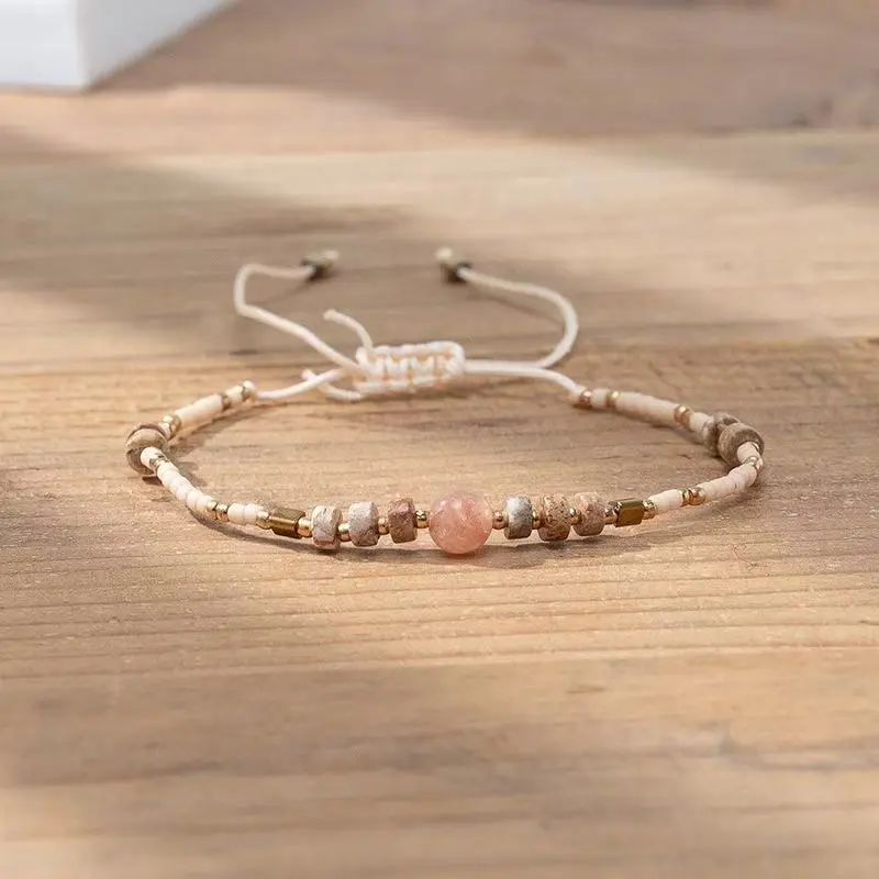 Bohemian Vacation Style Lucky Stone Beaded Bracelet