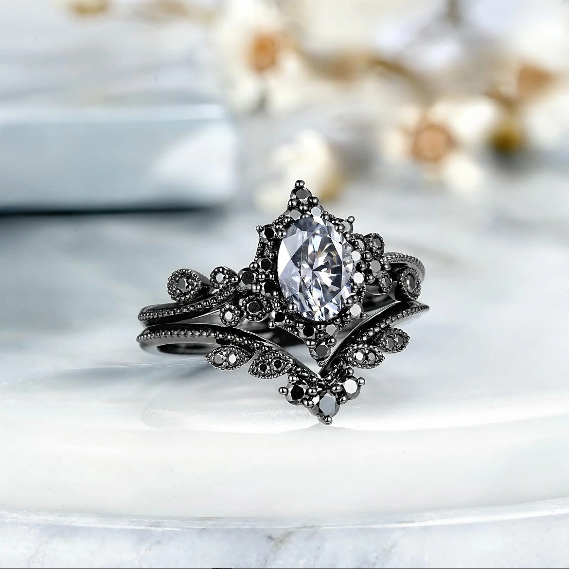 European And American Style Women Wedding Couple Couple Rings Fashion Zircon Ring Set