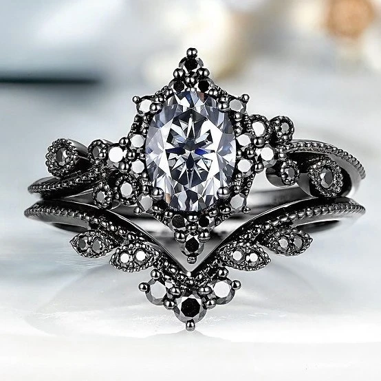 European And American Style Women Wedding Couple Couple Rings Fashion Zircon Ring Set