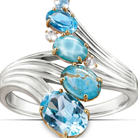 Beautiful Wavy Gem Ring