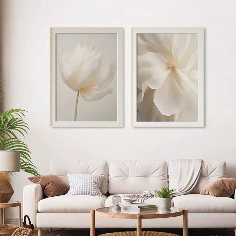 White Floral Vase Warm Living Room Bedroom Canvas Painting Decoration