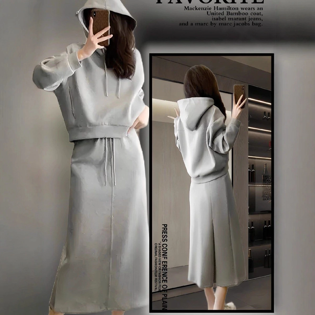 Women's Fashion Skirt Sweatshirt Set