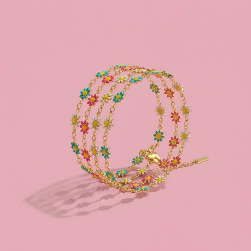 Small Chrysanthemum Pattern Jewelry Wholesale Stainless Steel Bracelet