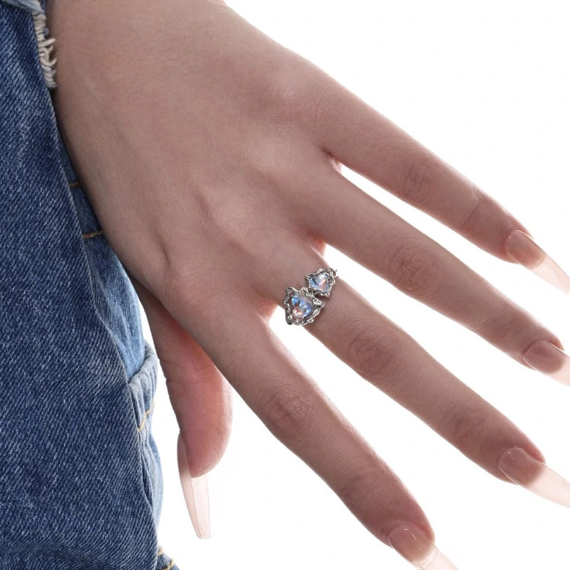 Fashion Personality Liquid Texture Love Moonstone Open Ring