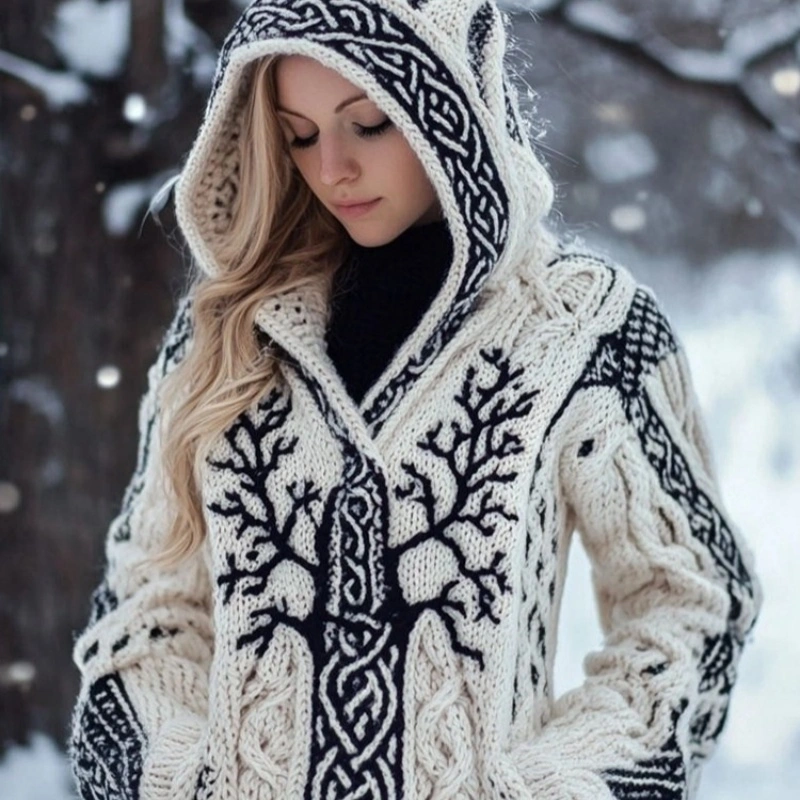 Women's Skin-friendly, Anti-pilling Knitted Cardigan With A Round Neckline, Loose Fit, And Long Length