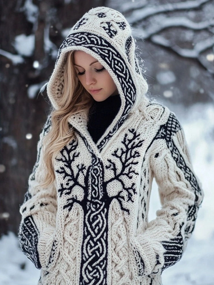 Women's Skin-friendly, Anti-pilling Knitted Cardigan With A Round Neckline, Loose Fit, And Long Length