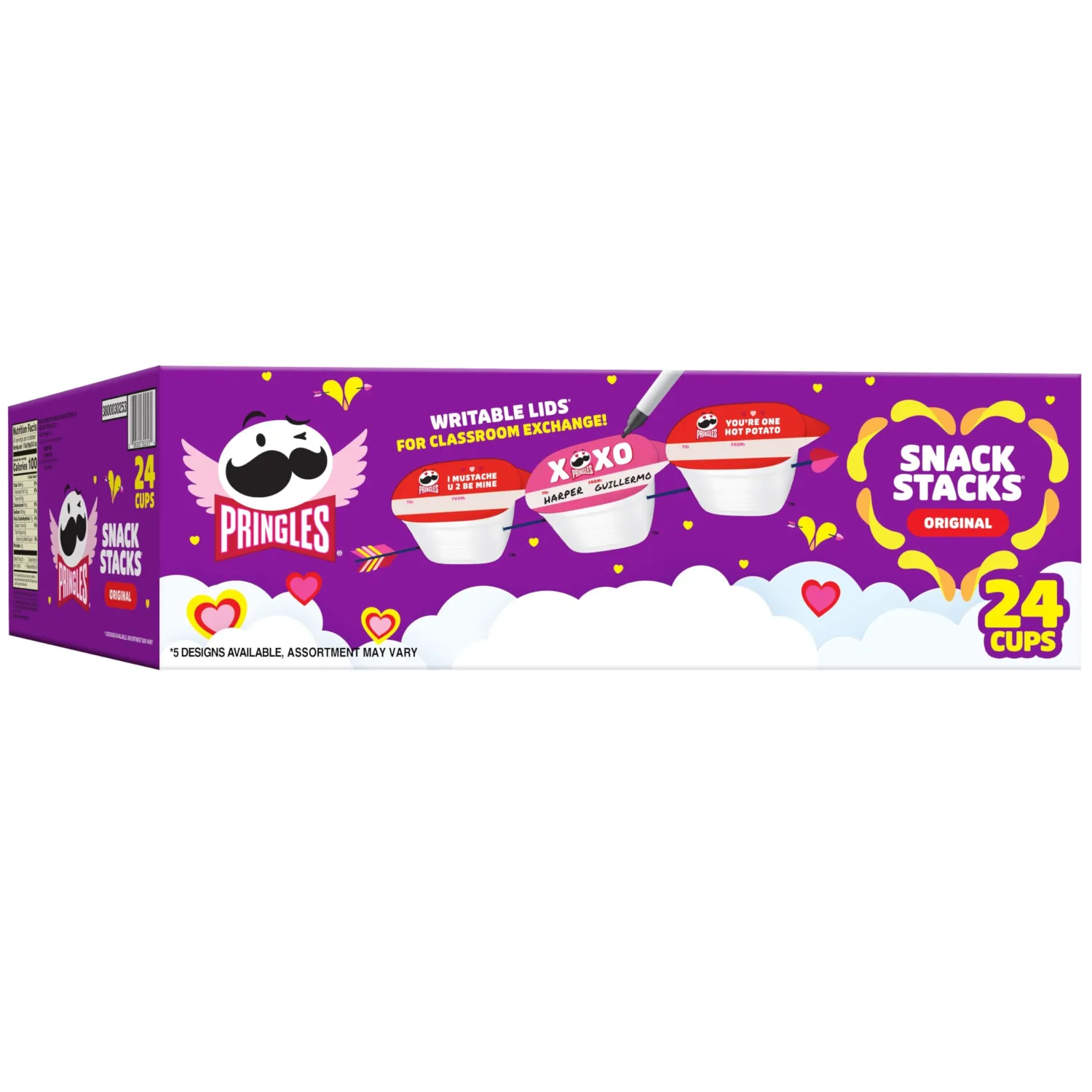 Pringles Potato Crisps Chips, Valentine's Day Snacks, Snack Stacks, Original, 16oz Box (24 Cups)