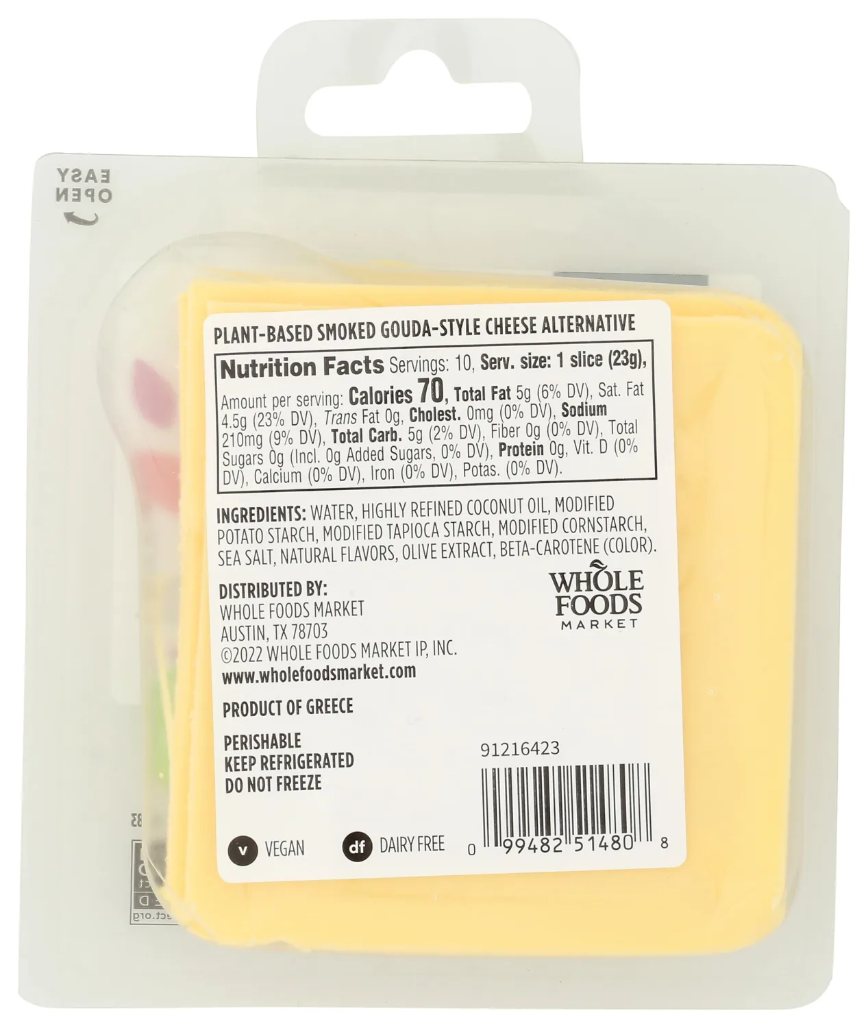 365 by Whole Foods Market Non Dairy Gouda Cheese Slices, 8 OZ