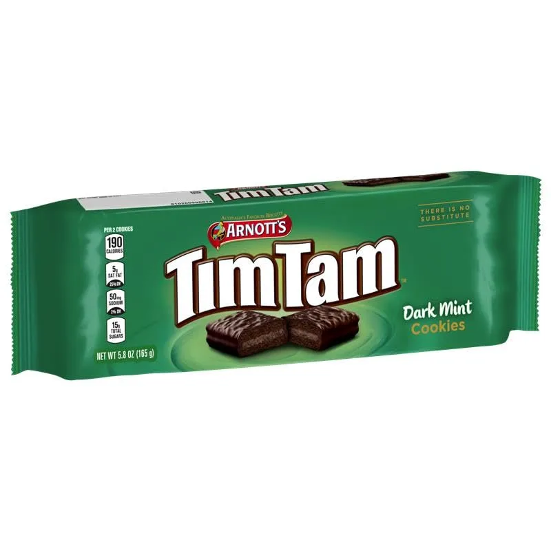 Arnott's Tim Tam Chocolatey Cookie 5.8 oz (165 Grams), Dark Mint Flavour, Pack of 4, Authentic Imported