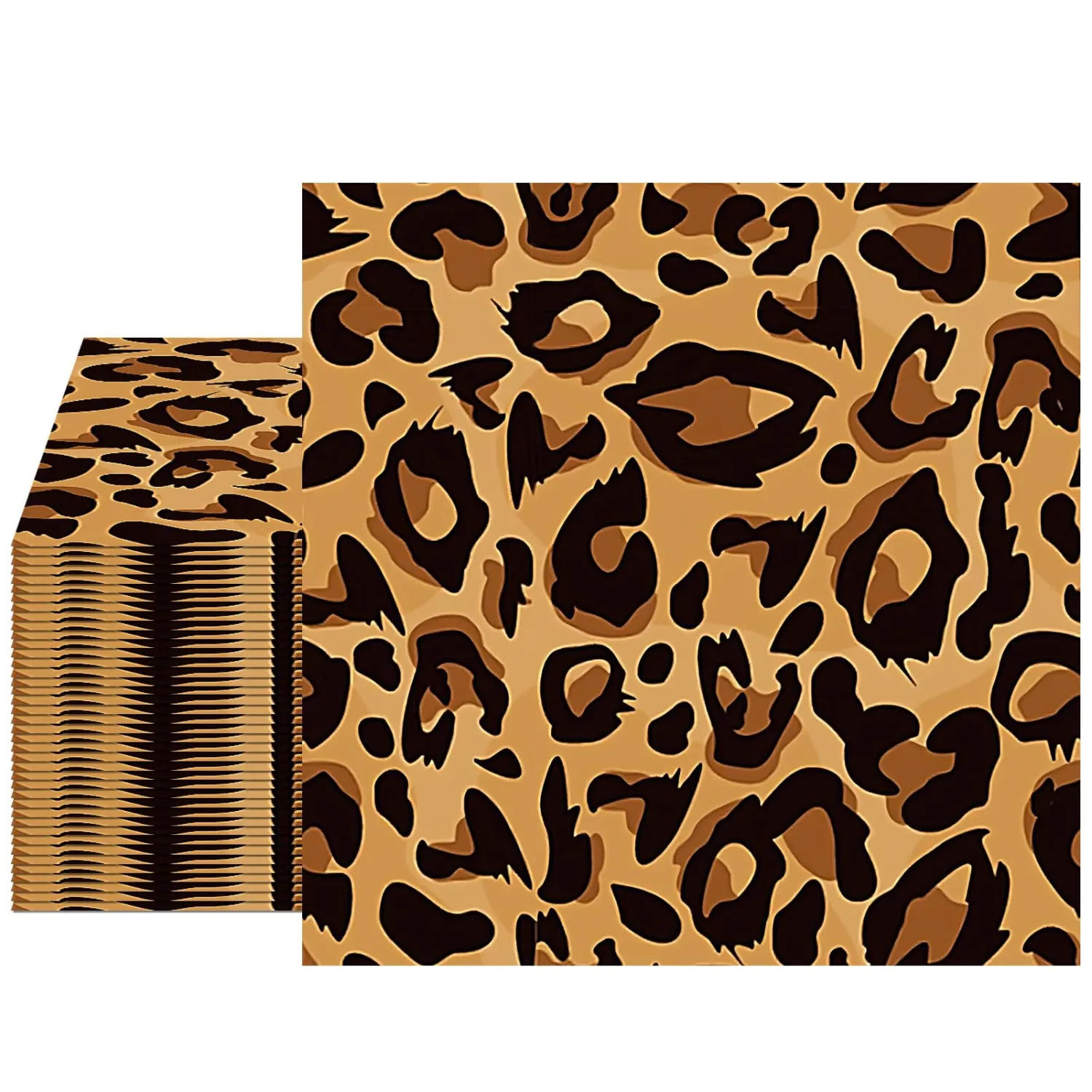 40pcs Leopard Print Birthday Decorations Disposable Decorative Paper Napkins for Jungle Party Decorations Leopard Print Guest Napkins Animals Themed Luncheon Safari Themed Birthday Supplies 6.5×6.5 In