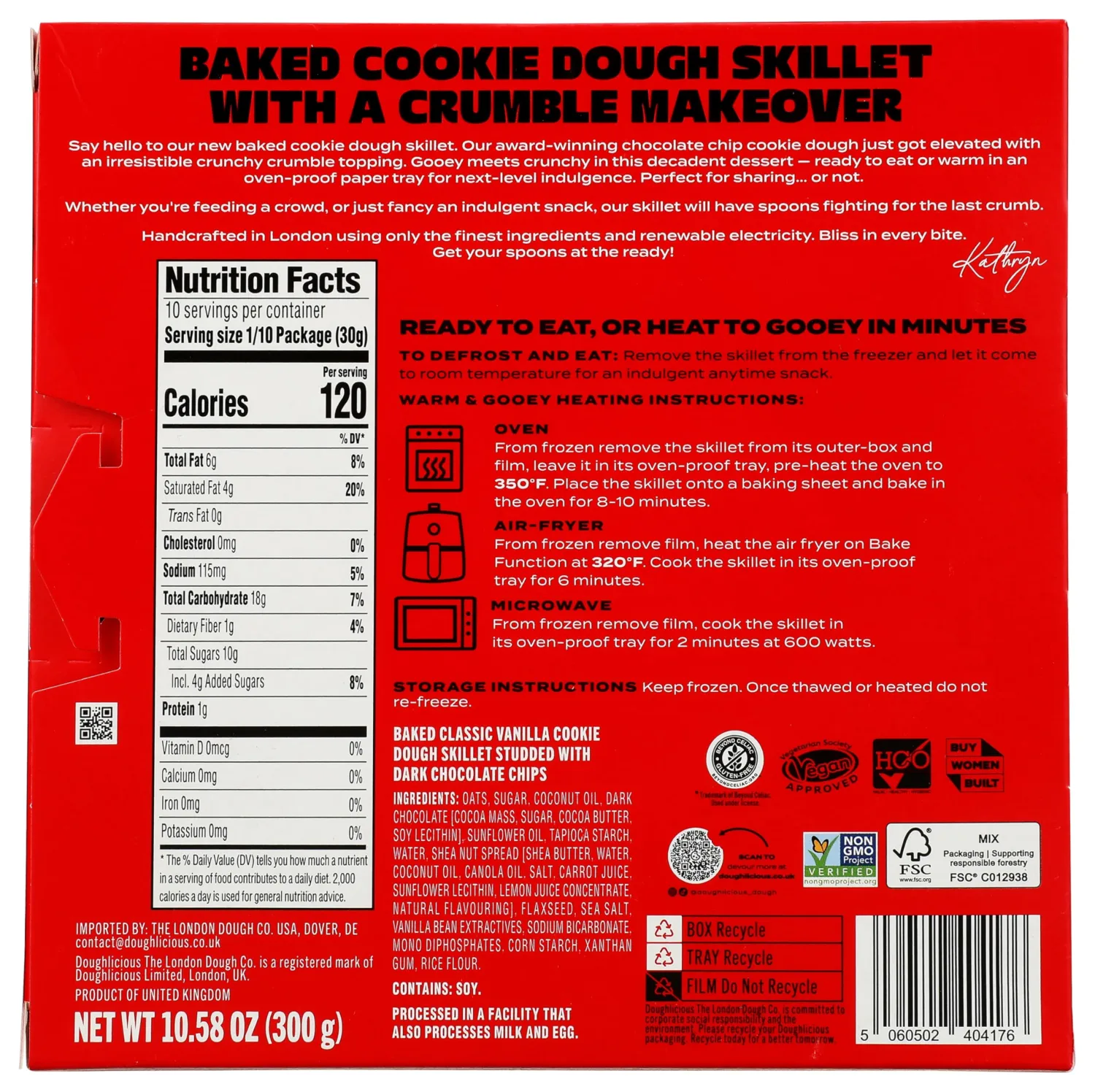 DOUGHLICIOUS Chocolate Chip with Crumble Baked Cookie Dough Skillet, 10.58 OZ