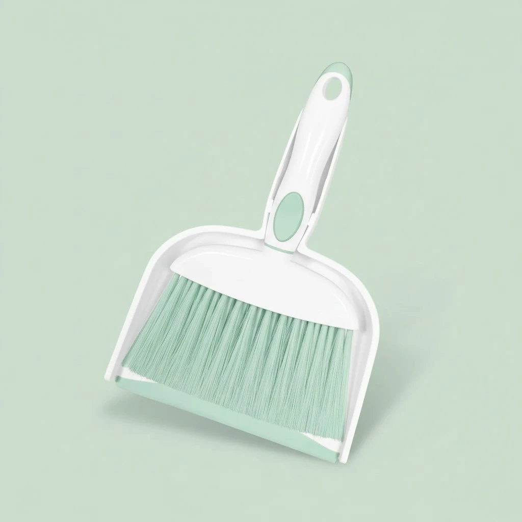 Mini Broom and Dustpan Set Small Broom with Dustpan Combo Set Portable Cleaning Tools for Home Office RV Learning Camping (White+Green)