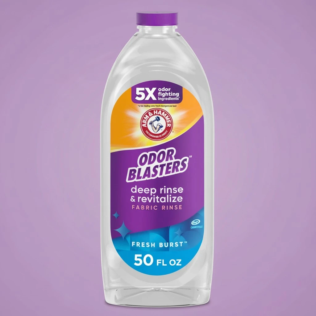 ARM & HAMMER Odor Blasters Deep Rinse and Revitalize Fabric Rinse, Laundry Additive, Eliminates Sweat and Musty Odors, Fresh Burst Scent, 50 fl oz
