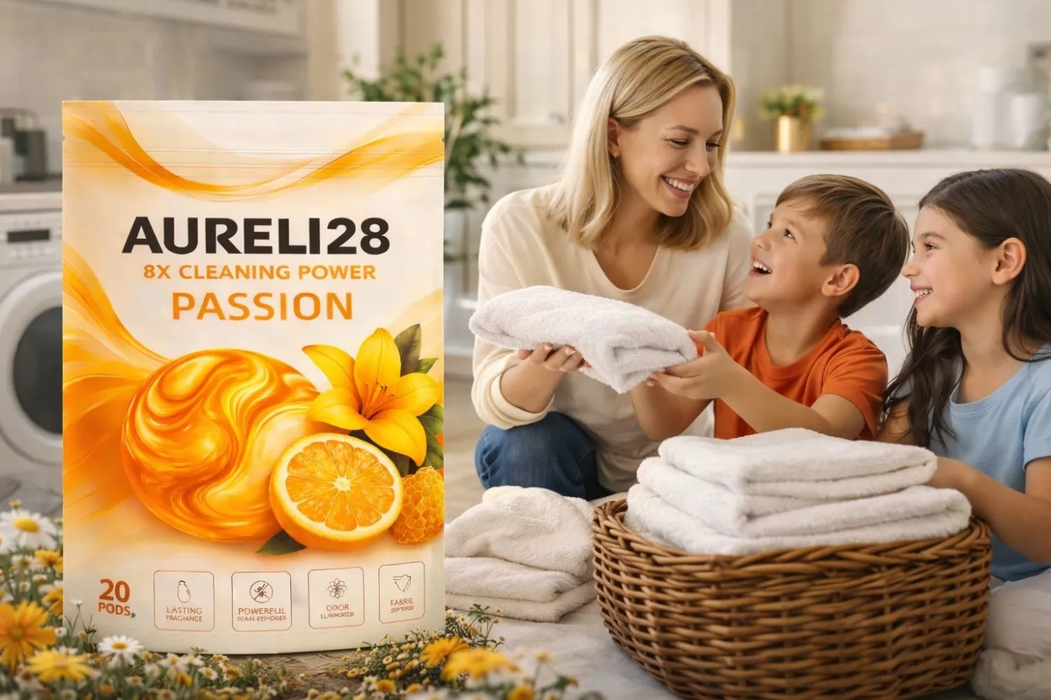 |Passion by Aureli28| Laundry Detergent Pods, Citrus Fresh Scent – 8X Powerful Cleaning Action, Deep Stain Removal, Color-Safe, HE Compatible, Pre-Measured for All Washers | 20 pods |