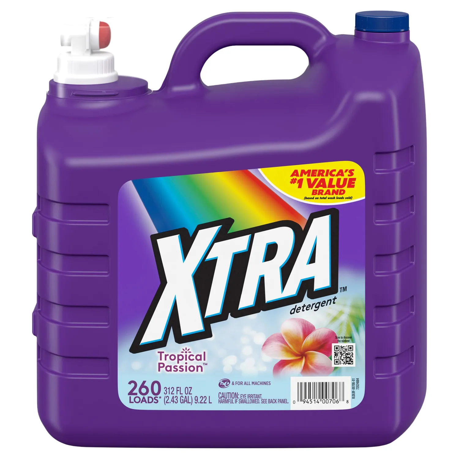 Xtra, Tropical Passion, 260 Loads Liquid Laundry Detergent, 312 Fl Oz