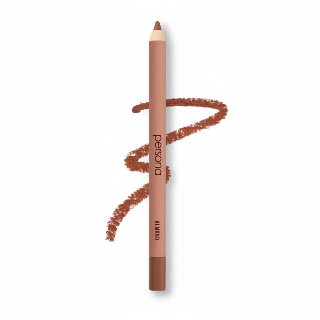 PERSONA Lip Liner Pencil | Creamy, Long-Wear Matte Pencil with Jojoba Oil | Hydrating & Easy to Apply | Shapes, Defines & Contours Lips | Vegan, Cruelty-Free, Paraben-Free | Made in USA, Almond