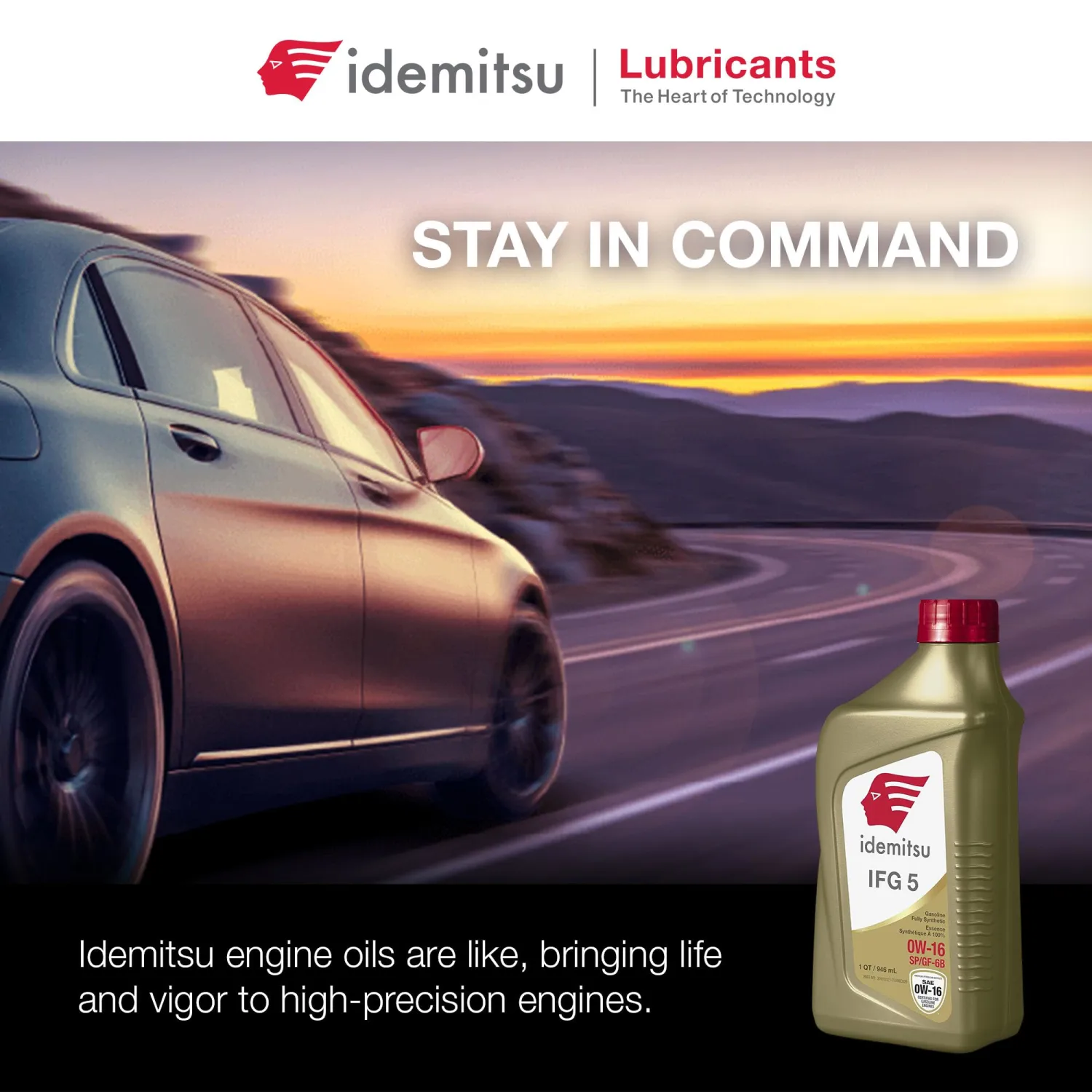 Idemitsu IFG5 0W-16 SP/GF-6B Full Synthetic Motor Oil – 1 Quart | Engineered for Superior Efficiency and Protection | Certified for Hybrid and Gasoline Engines
