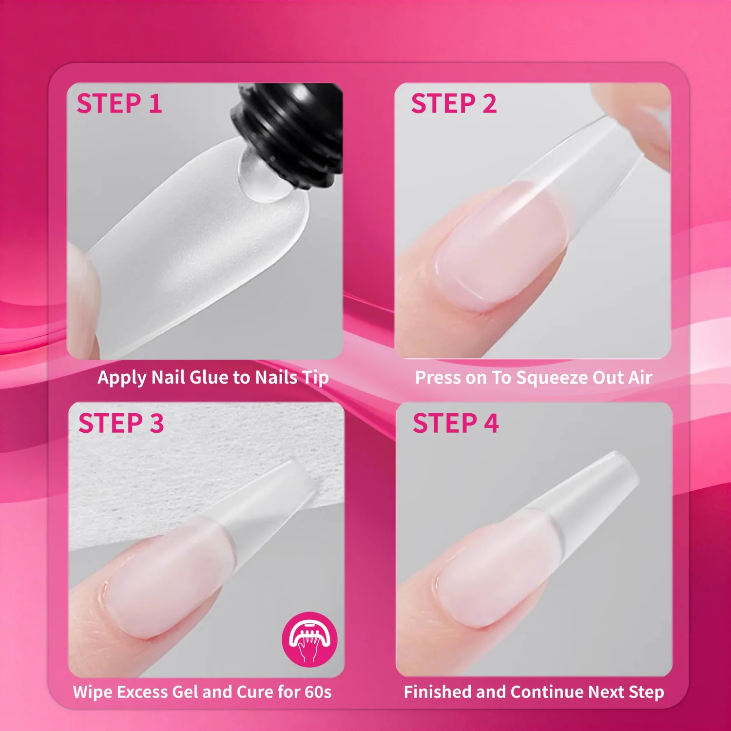 Nail Glue Gel Double Pack, 15ml Each, 2 in 1 Nail Glue and Base Coat for Press On Nails, Nail Tips & Acrylic Fake Nails, Long Lasting, Maximum Strength, UV/LED Light Cure, DIY Salon Quality.