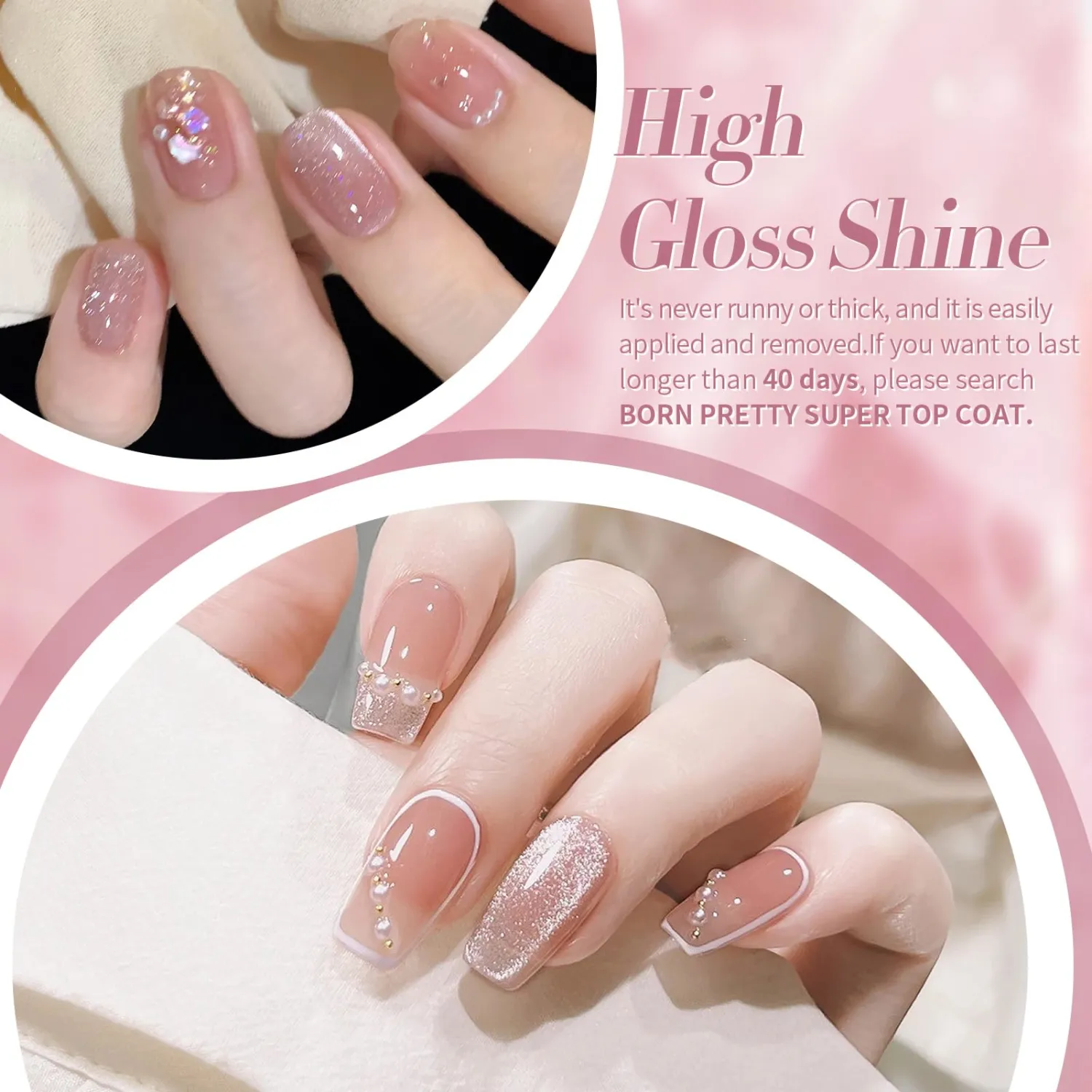 Born Pretty Cat Magnetic Eye Gel Nail Polish Jelly Pink Moonlight Crystal Glass Cat Magnetic Shimmer Glitter Holographic Nail Polish Salon Gel Manicure and Nail Art DIY at Home 7ML 6PCS