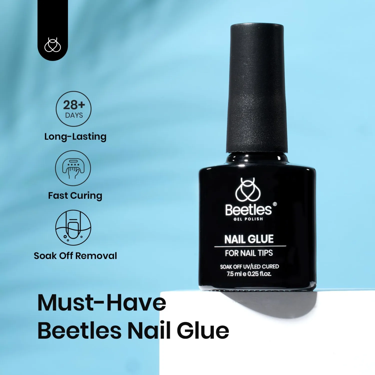 Beetles 9 in 1 UV Nail Glue Gel for Clear Nail Tips and Acrylic Nails, Strong Nail Extension Glue, Curing Needed, Long Lasting 28+ Days
