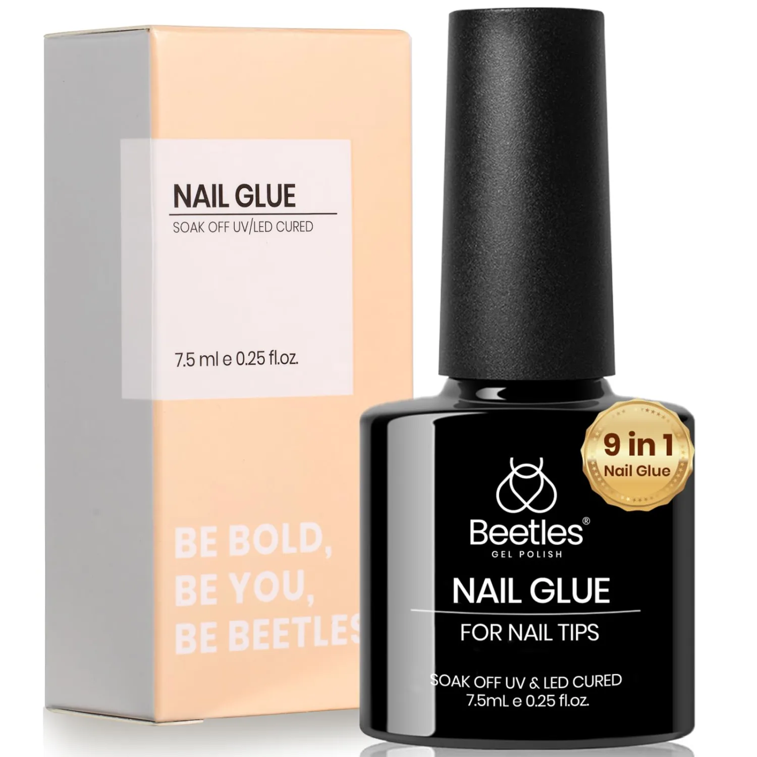 Beetles 9 in 1 UV Nail Glue Gel for Clear Nail Tips and Acrylic Nails, Strong Nail Extension Glue, Curing Needed, Long Lasting 28+ Days