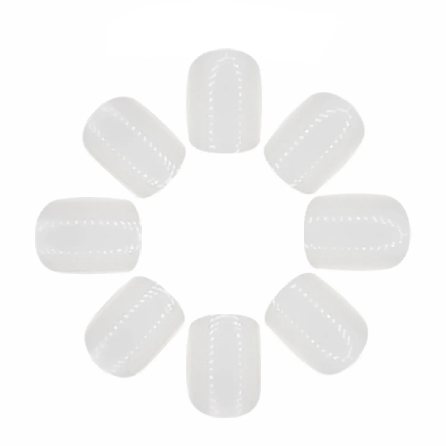 MERVF Square Press on Nails Short White Glue ons Nail with Solid Color Design Acrylic Squoval Fake Nails 24pcs Glossy