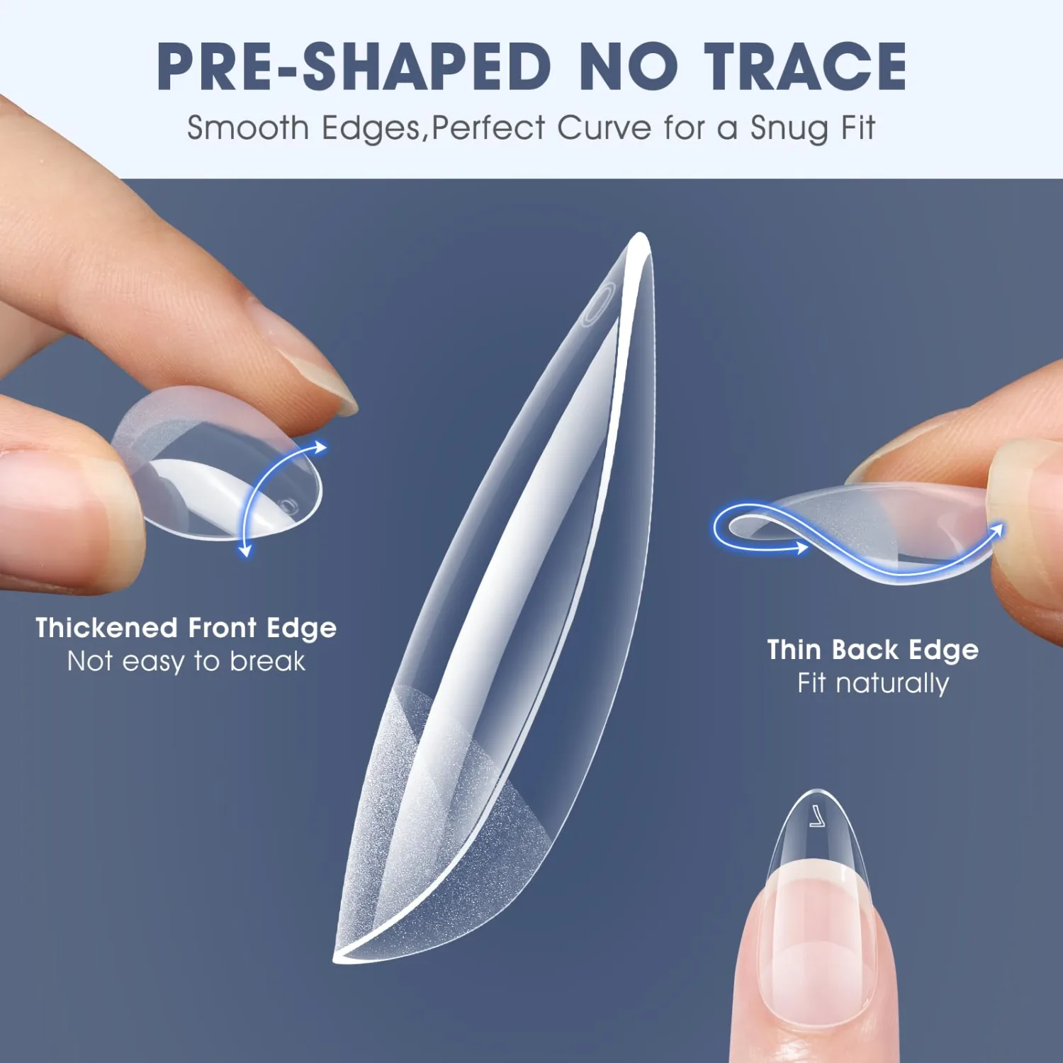 Short Almond Gel Nail Tips: 240 PCS Pre-Shaped False Acrylic Nail Tips Clear Fake Nails Extension Full Cover for Nail Manicure Home DIY Women 12 Sizes