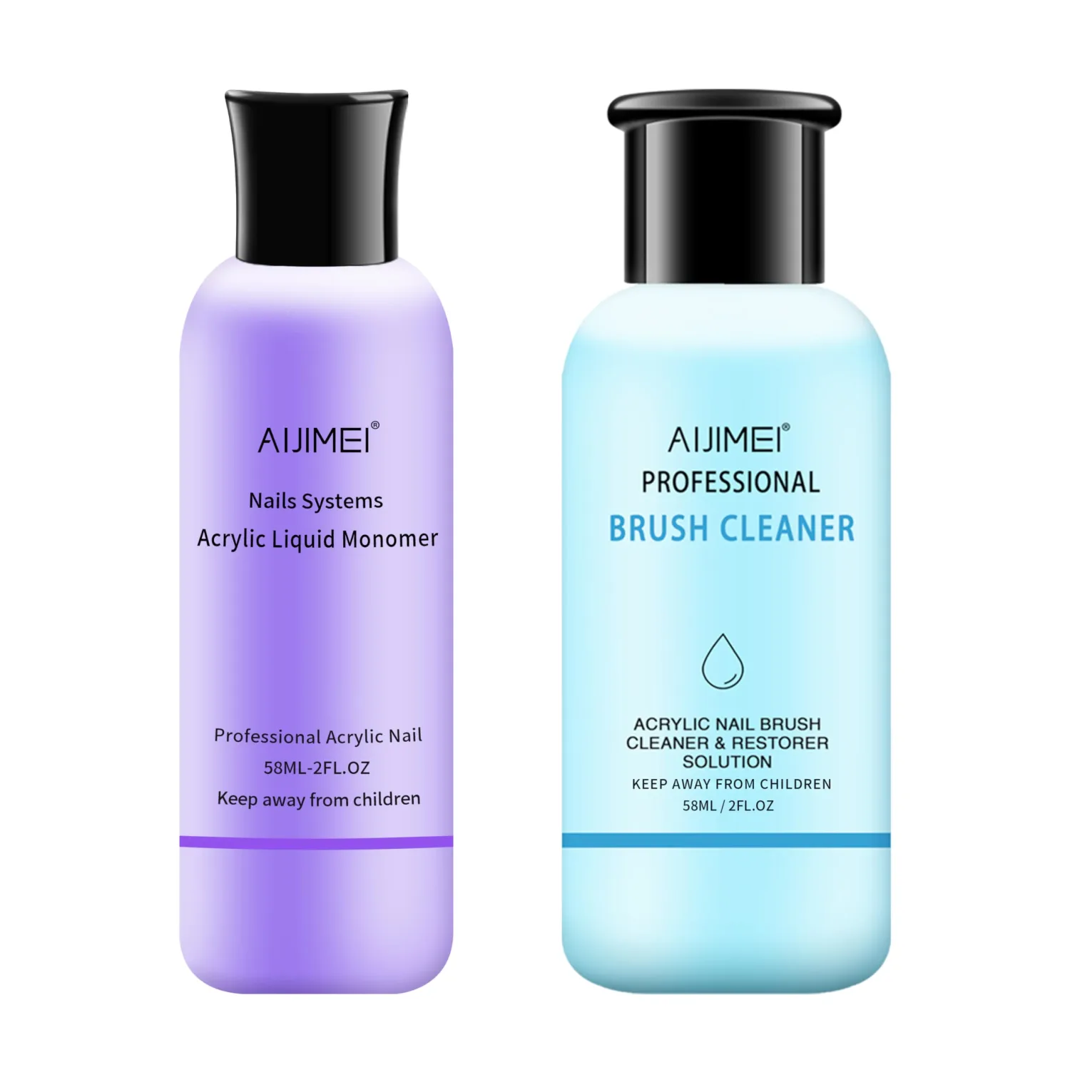 AIJIMEI 58ml Acrylic Liquid Acrylic Monomer Liquid Nail Brush Cleaner Kit Manicure Tools AcrylicMonomer for Nails Nail Extension Nail Brush for Profession NailArt